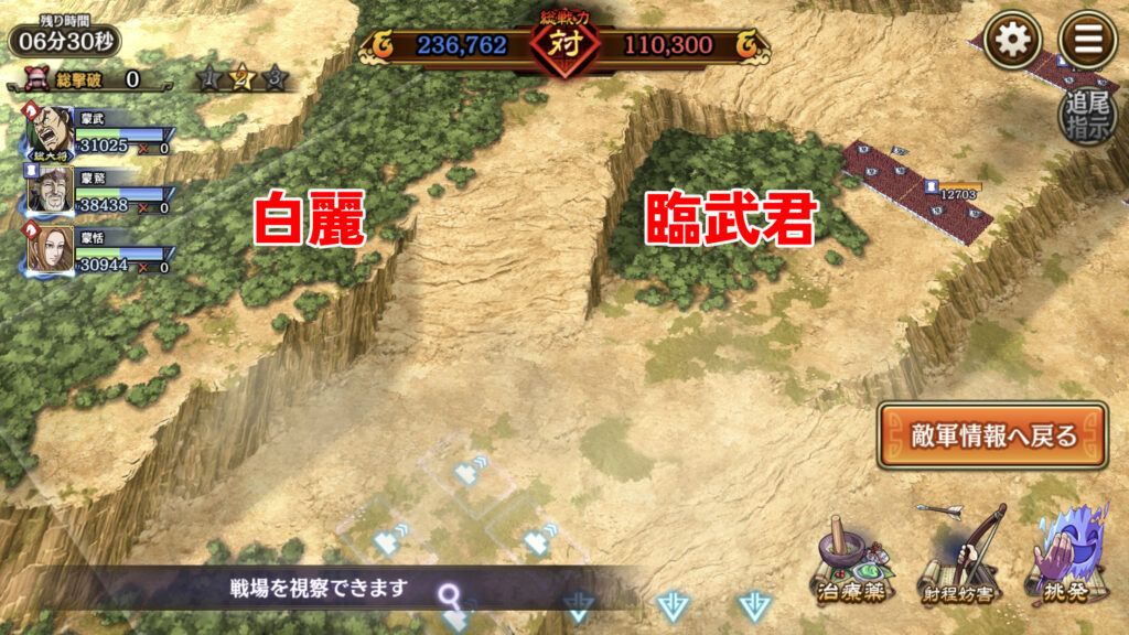 白麗と臨武君の湧き位置